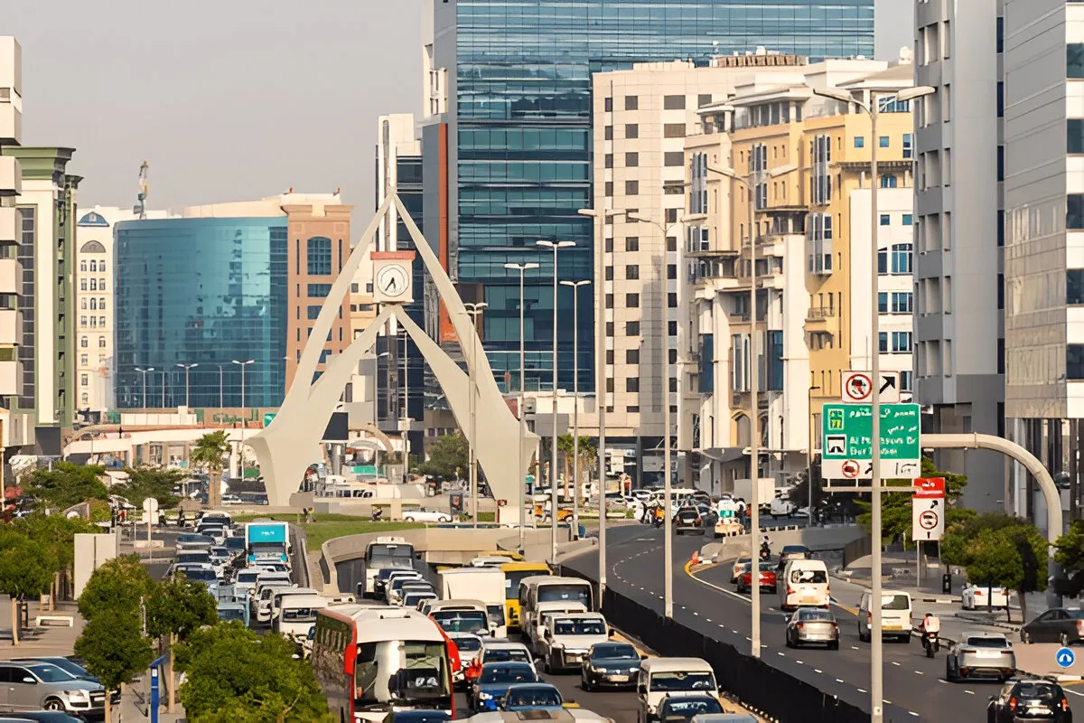 Residential buildings in International City Dubai offering affordable rental options, surrounded by a vibrant community under a clear sky.