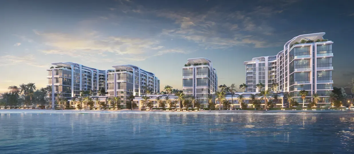 Coastline Beach Residences at Siniya Island by Sobha. Luxury beachfront apartments starting from AED 1.21M with flexible 60/40 payment plans.