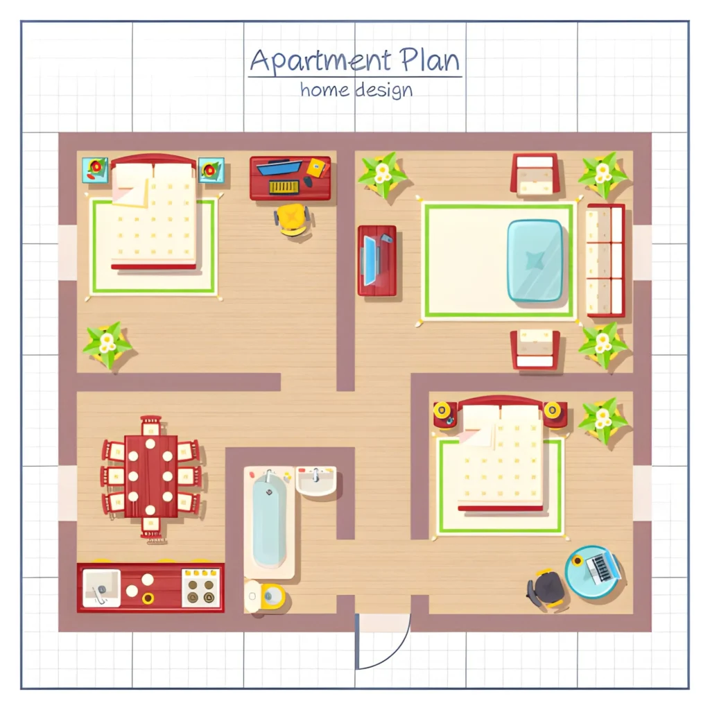 Ideal Vastu Floor Plan for a 2 BHK Apartment in Dubai